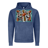 Vintage Denim football cross aztec leopard background Vintage Hoodie - RanaPortraitStore