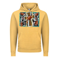 Vintage Mustard football cross aztec leopard background Vintage Hoodie - RanaPortraitStore