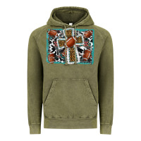 Vintage Olive football cross aztec leopard background Vintage Hoodie - RanaPortraitStore