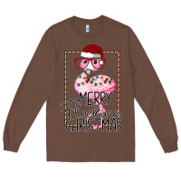 Chestnut Merry Flock Christmas Flamingo Christmas Long Sleeve Tee - Bettercallsaul