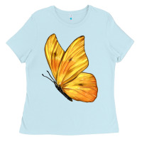Baby Blue Flying Cloudless Sulphur Butterfly Ladies Tee - LillyAllenDesigns