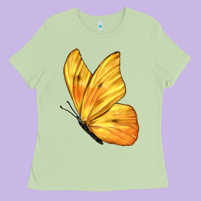 Flying Cloudless Sulphur Butterfly Ladies Tee Designed By Lillyallendesigns