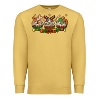 Antique Gold christmas cupcake with gingerbreads bbs Premium Sweatshirt - BundleAndBundleShop