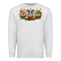 Oatmeal Heather christmas cupcake with gingerbreads bbs Premium Sweatshirt - BundleAndBundleShop