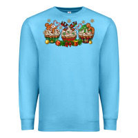 Ocean Blue christmas cupcake with gingerbreads bbs Premium Sweatshirt - BundleAndBundleShop