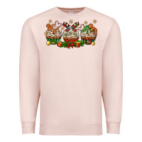 Pale Pink christmas cupcake with gingerbreads bbs Premium Sweatshirt - BundleAndBundleShop