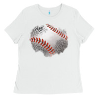 White leopard baseball patch Ladies Tee - Jasminsmagicworld