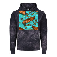 Cloud Black Lake Canoe And Fish With Reeds And Leopard Seamless Pattern Bbs Vintage Hoodie - BundleAndBundleShop