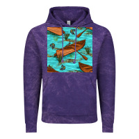 Cloud Purple Lake Canoe And Fish With Reeds And Leopard Seamless Pattern Bbs Vintage Hoodie - BundleAndBundleShop