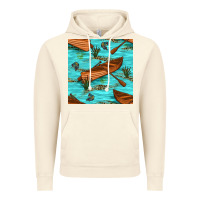 Vintage Artic Lake Canoe And Fish With Reeds And Leopard Seamless Pattern Bbs Vintage Hoodie - BundleAndBundleShop