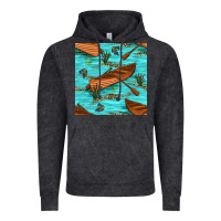 Vintage Black Lake Canoe And Fish With Reeds And Leopard Seamless Pattern Bbs Vintage Hoodie - BundleAndBundleShop