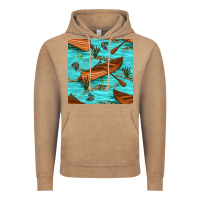 Vintage Coffee Lake Canoe And Fish With Reeds And Leopard Seamless Pattern Bbs Vintage Hoodie - BundleAndBundleShop