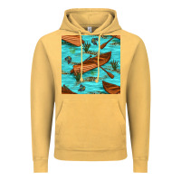 Vintage Mustard Lake Canoe And Fish With Reeds And Leopard Seamless Pattern Bbs Vintage Hoodie - BundleAndBundleShop