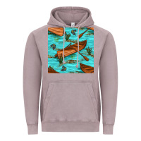 Vintage Zinc Lake Canoe And Fish With Reeds And Leopard Seamless Pattern Bbs Vintage Hoodie - BundleAndBundleShop