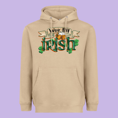 Wee Bit Irish St Patricks Day Heavyweight Hoodie Designed By Fadigitalartstudio