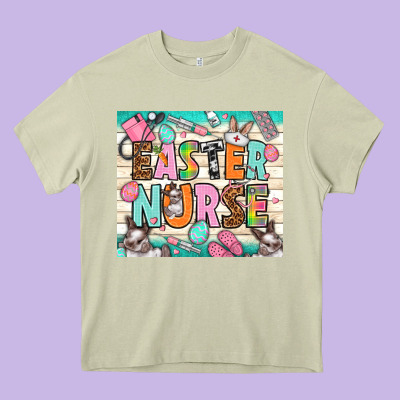Easter Nurse Heavy Core Tee Designed By Nancycooperartshop