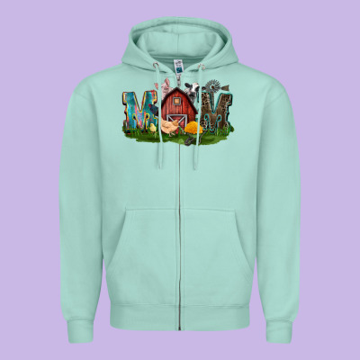 Barn Mom Mother's Day Zipper Hoodie Designed By Cowgirlartshop