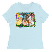 Baby Blue easter farm chicks and bunny Ladies Tee - RanaPortraitStore