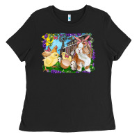 Black easter farm chicks and bunny Ladies Tee - RanaPortraitStore