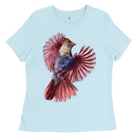 Baby Blue Flying Northern Cardinal Bird Ladies Tee - LillyAllenDesigns
