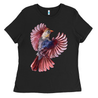Black Flying Northern Cardinal Bird Ladies Tee - LillyAllenDesigns