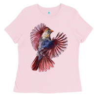Bubblegum Pink Flying Northern Cardinal Bird Ladies Tee - LillyAllenDesigns