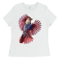 White Flying Northern Cardinal Bird Ladies Tee - LillyAllenDesigns