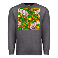 Charcoal Heather St. Patrick's Day Pig And Candy Pot Of Gold Premium Sweatshirt - FaDigitalArtStudio
