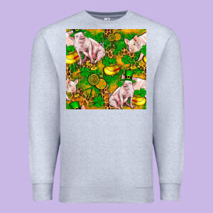 St. Patrick's Day Pig And Candy Pot Of Gold Premium Sweatshirt Designed By Fadigitalartstudio