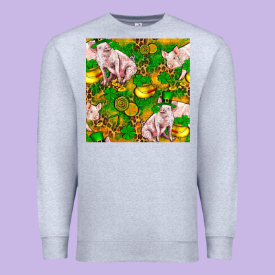 St. Patrick's Day Pig And Candy Pot Of Gold Premium Sweatshirt Designed By Fadigitalartstudio