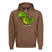 Chestnut Cartoon T-Rex Zipper Hoodie - HowdyJamesFarm