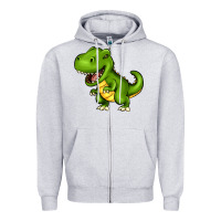 Heather Grey Cartoon T-Rex Zipper Hoodie - HowdyJamesFarm