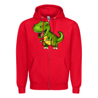 Red Cartoon T-Rex Zipper Hoodie - HowdyJamesFarm