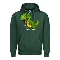 Sports Green Cartoon T-Rex Zipper Hoodie - HowdyJamesFarm