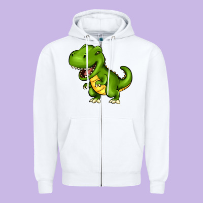 Cartoon T-rex Zipper Hoodie Designed By Howdyjamesfarm