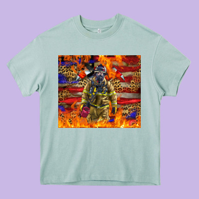 Western Firefighter With American Heavy Core Tee Designed By Lillyallendesigns