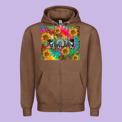 Mom Rainbow Sunflower Zipper Hoodie Designed By Cowgirlartshop