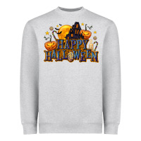 Heather Grey Happy Halloween Heavyweight Sweatshirt - texasbilliewilder