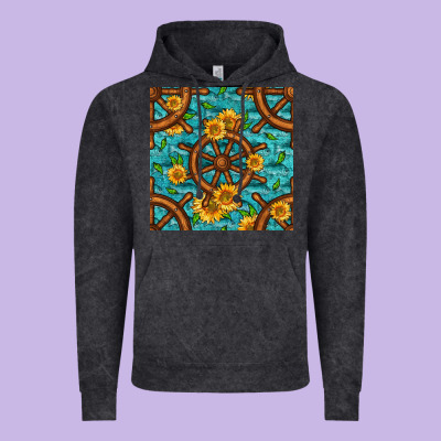 Lake Boat Rudder And Sunflowers Seamless Pattern Vintage Hoodie Designed By Bundleandbundleshop