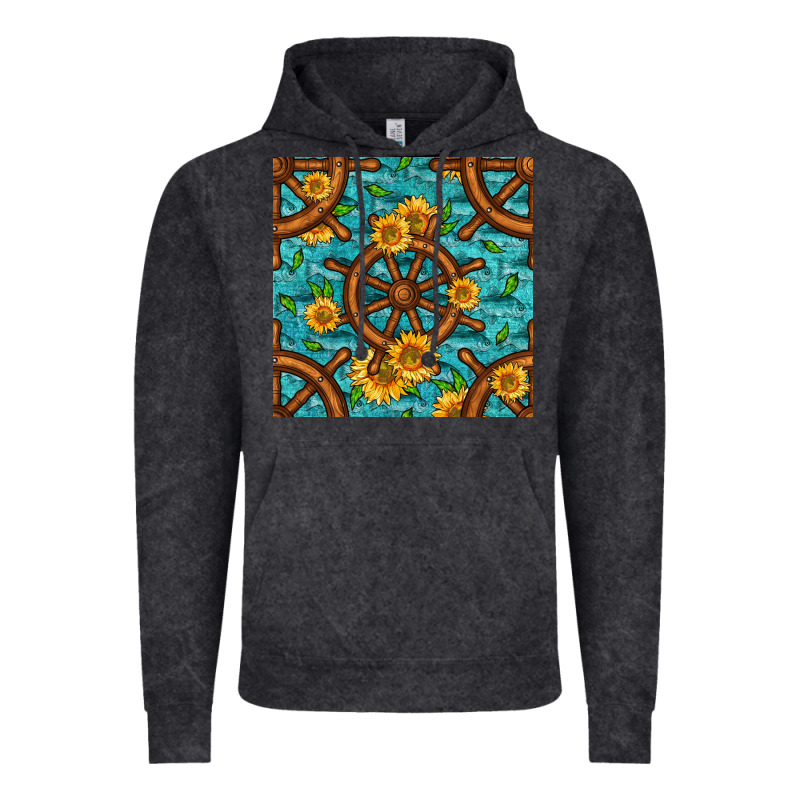 Lake Boat Rudder And Sunflowers Seamless Pattern Vintage Hoodie by BundleAndBundleShop | Teevron