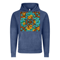Vintage Denim Lake Boat Rudder And Sunflowers Seamless Pattern Vintage Hoodie - BundleAndBundleShop