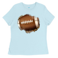 Baby Blue leopard american football patch Ladies Tee - Jasminsmagicworld