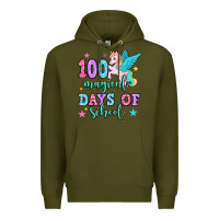 Army Green hundred magical days of school unicorn Premium Hoodie - OliviaCreatesArt