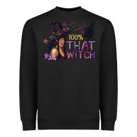 Black 100% That Witch Black Afro Witch Heavyweight Sweatshirt - texasbilliewilder