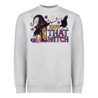 Heather Grey 100% That Witch Black Afro Witch Heavyweight Sweatshirt - texasbilliewilder
