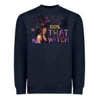 Navy 100% That Witch Black Afro Witch Heavyweight Sweatshirt - texasbilliewilder