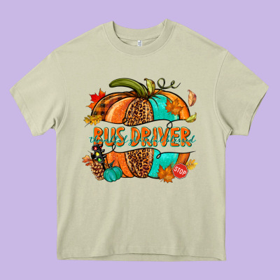 Bus Driver Pumpkin Heavy Core Tee Designed By Nancycooperartshop