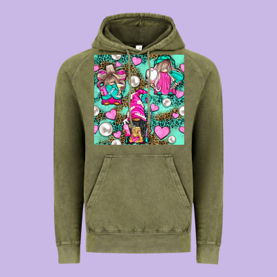 Hairdresser Gnomes With Hearts And Pearls With Leopard Vintage Hoodie Designed By Bundleandbundleshop