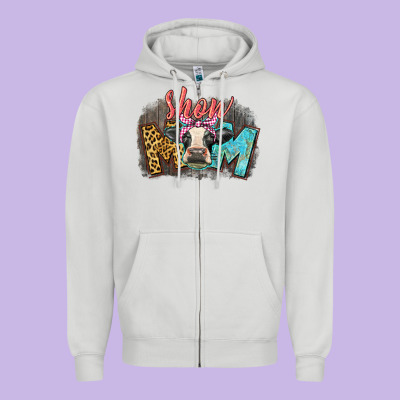 Show Mom Cow Zipper Hoodie Designed By Cowgirlartshop