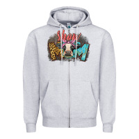 Heather Grey Show mom cow Zipper Hoodie - CowGirlArtShop